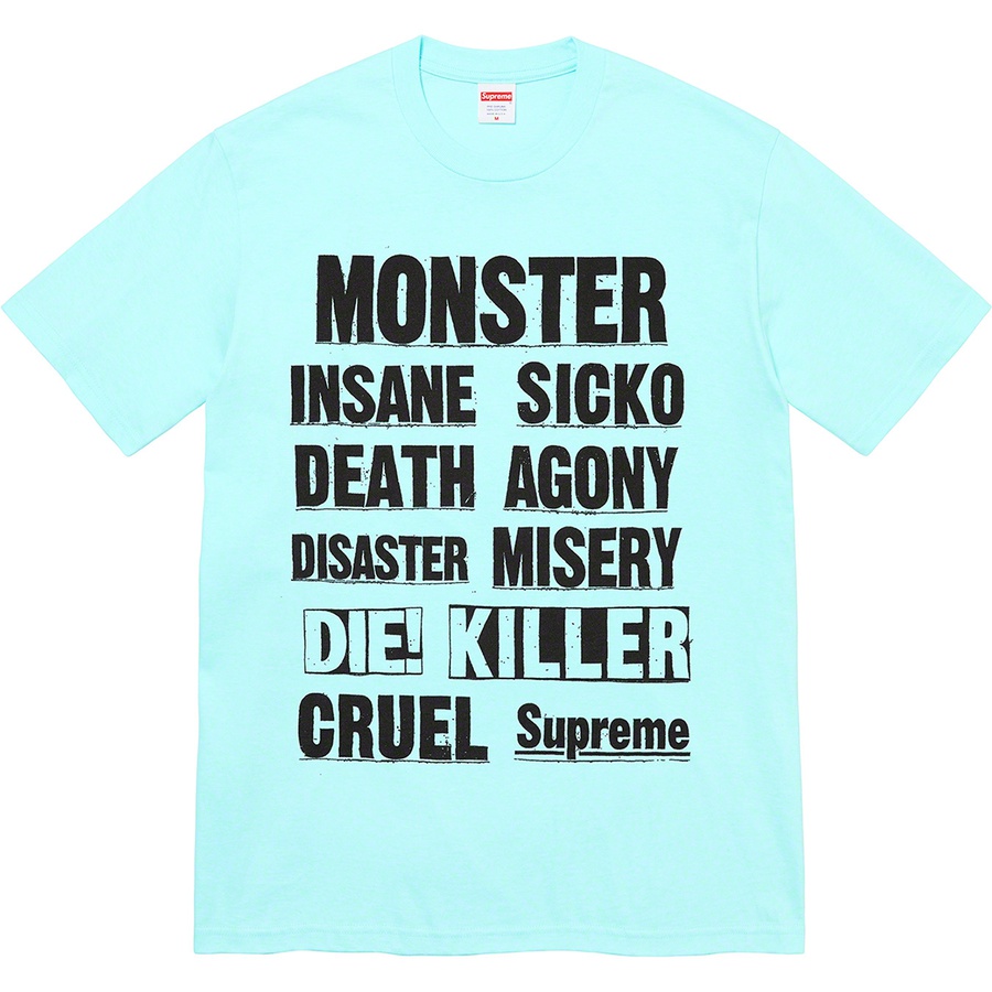 Details on Monster Tee Turquoise from fall winter
                                                    2021 (Price is $38)