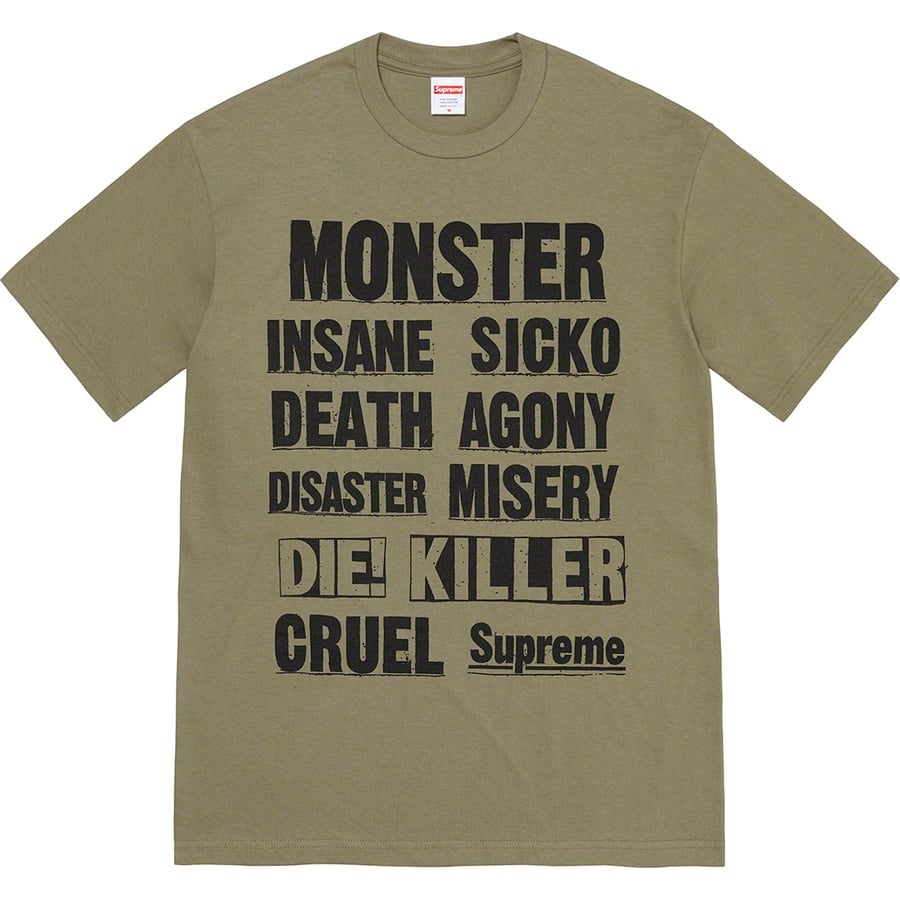 Details on Monster Tee Light Olive from fall winter 2021 (Price is $38)