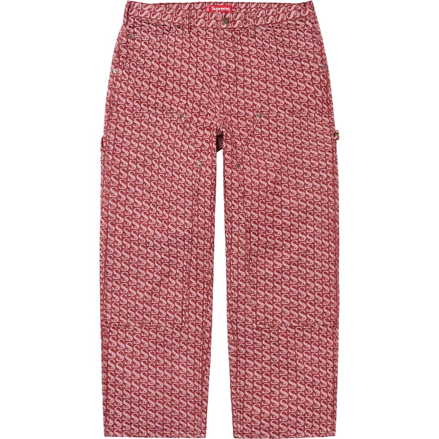 Details on Monogram Double Knee Denim Painter Pant Red from fall winter
                                                    2021 (Price is $178)