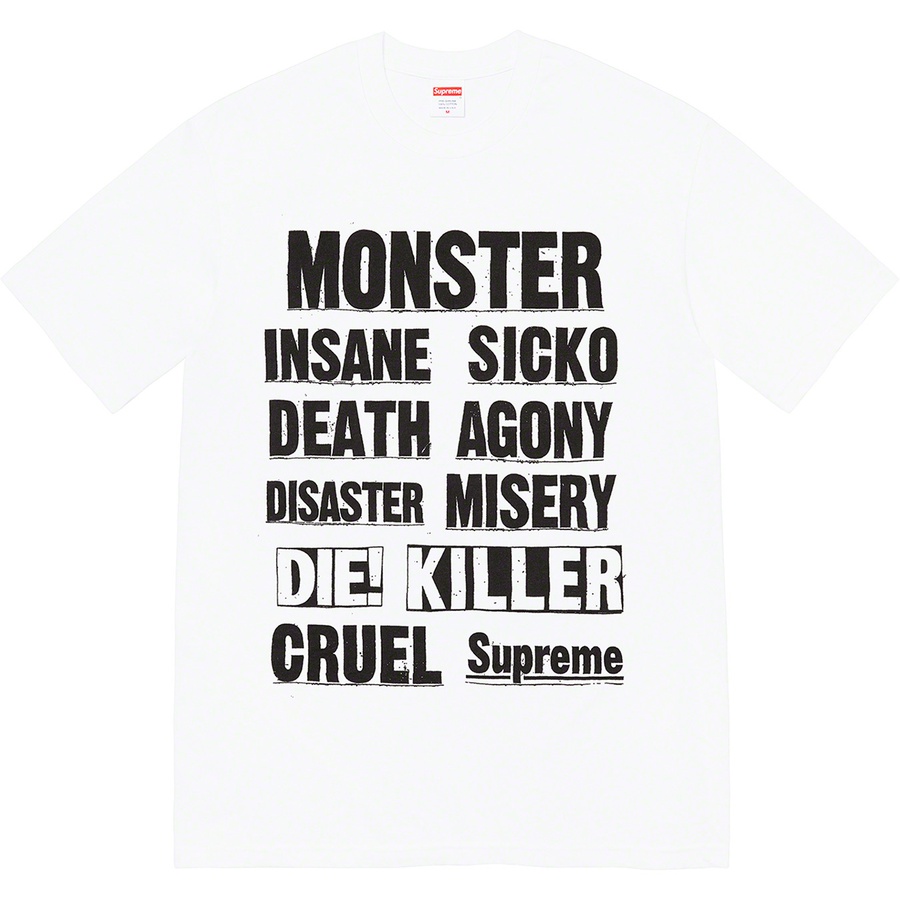 Details on Monster Tee White from fall winter
                                                    2021 (Price is $38)