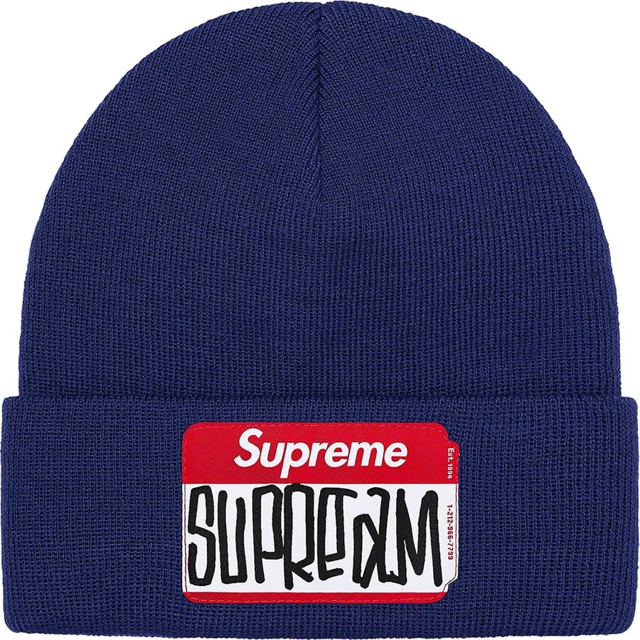 Details on Gonz Nametag Beanie Navy from fall winter 2021 (Price is $38)