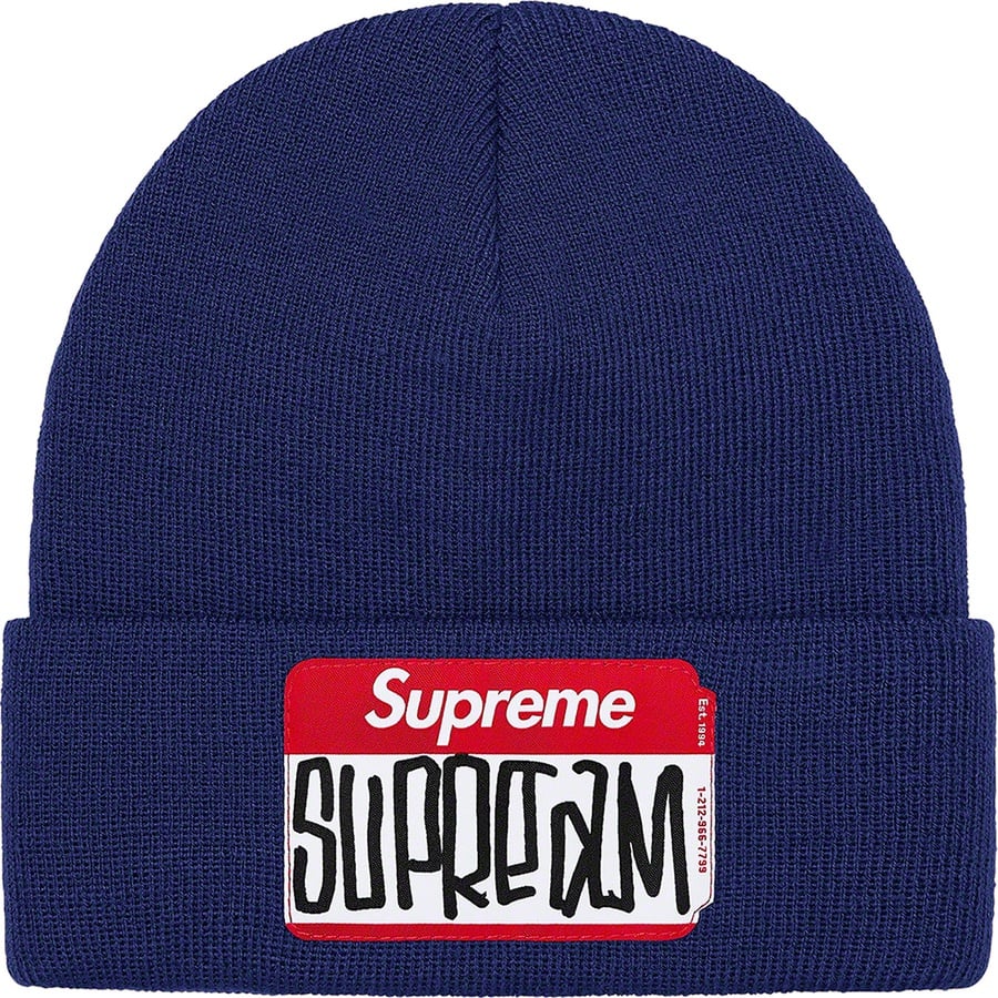 Details on Gonz Nametag Beanie Navy from fall winter
                                                    2021 (Price is $38)