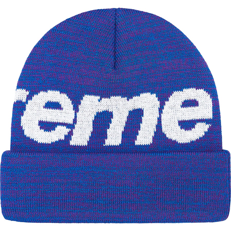 Supreme Big Logo Beanie (FW21) - Blue Static  - $40