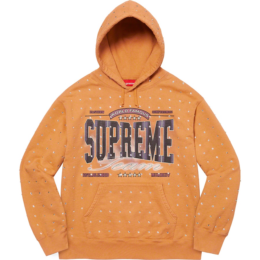 Details on Rhinestone Hooded Sweatshirt Light Mustard from fall winter
                                                    2021 (Price is $168)