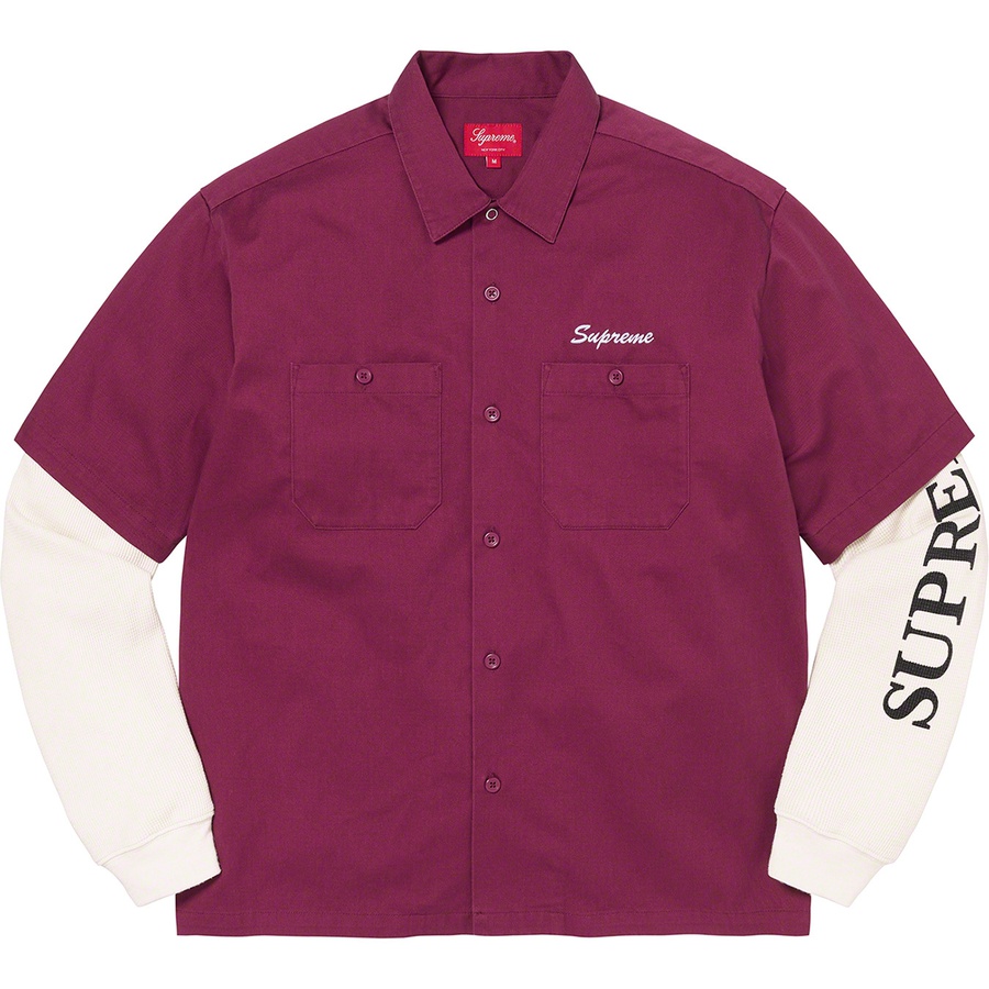 Details on Thermal Work Shirt Dusty Maroon from fall winter 2021 (Price is $128)