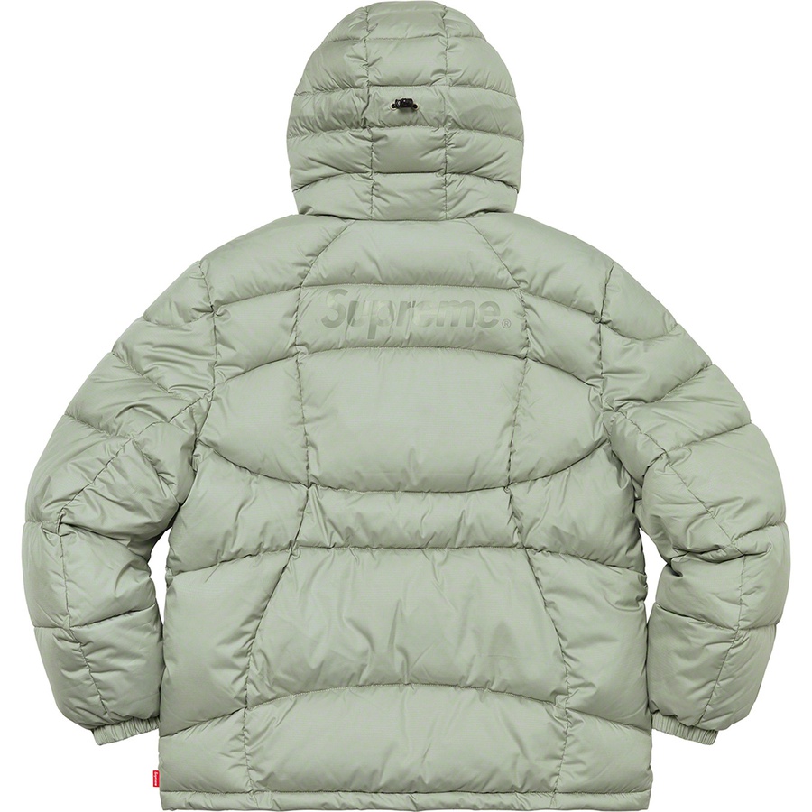 Details on Warp Hooded Puffy Jacket Sage from fall winter
                                                    2021 (Price is $298)