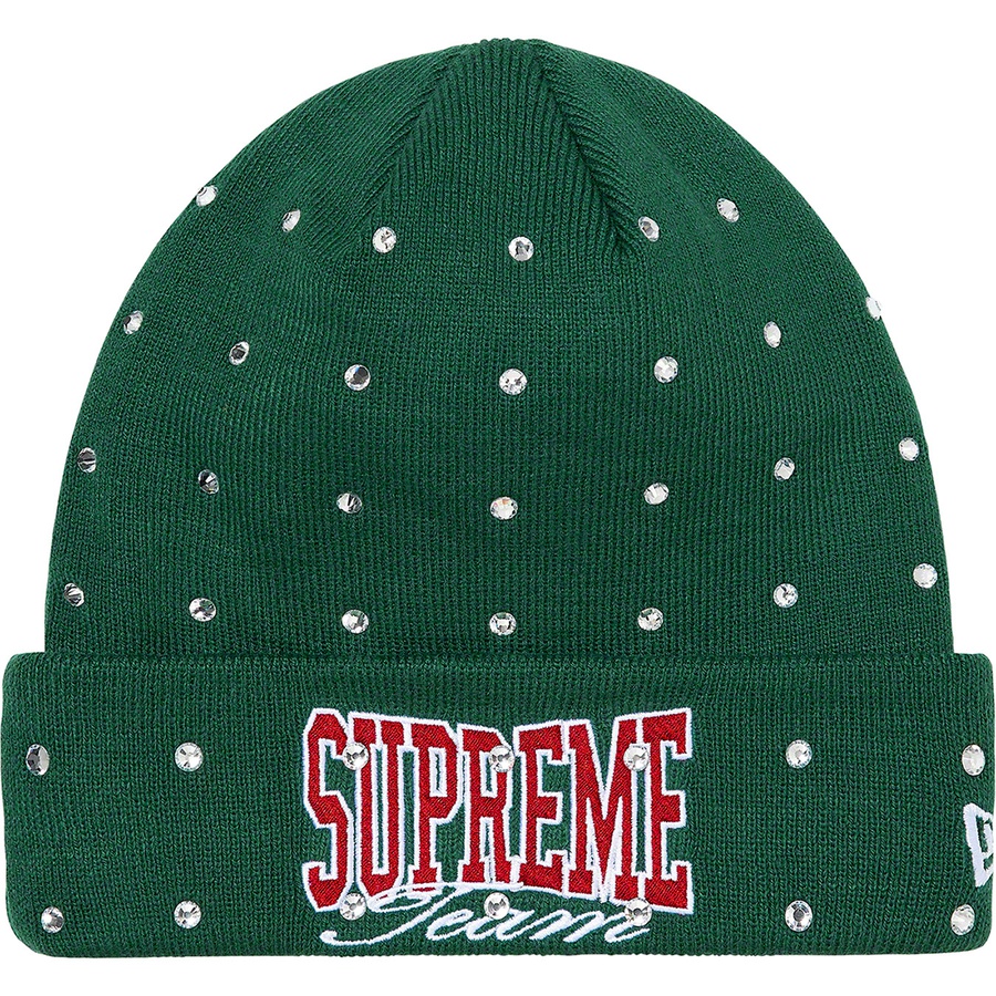 Details on New Era Rhinestone Beanie Dark Green from fall winter
                                                    2021 (Price is $48)