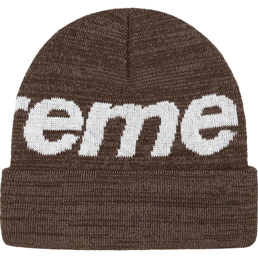 Supreme Big Logo Beanie (FW21) - Brown Static  - $40