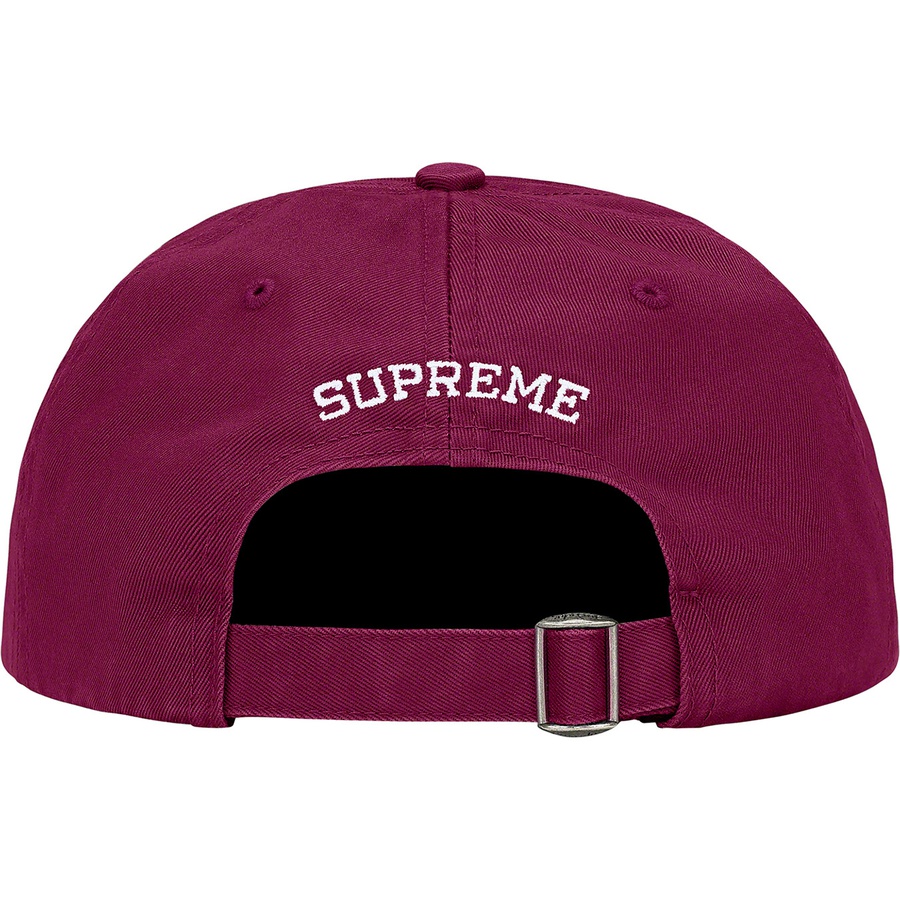 Details on Reverse Logo 6-Panel Burgundy from fall winter 2021 (Price is $48)