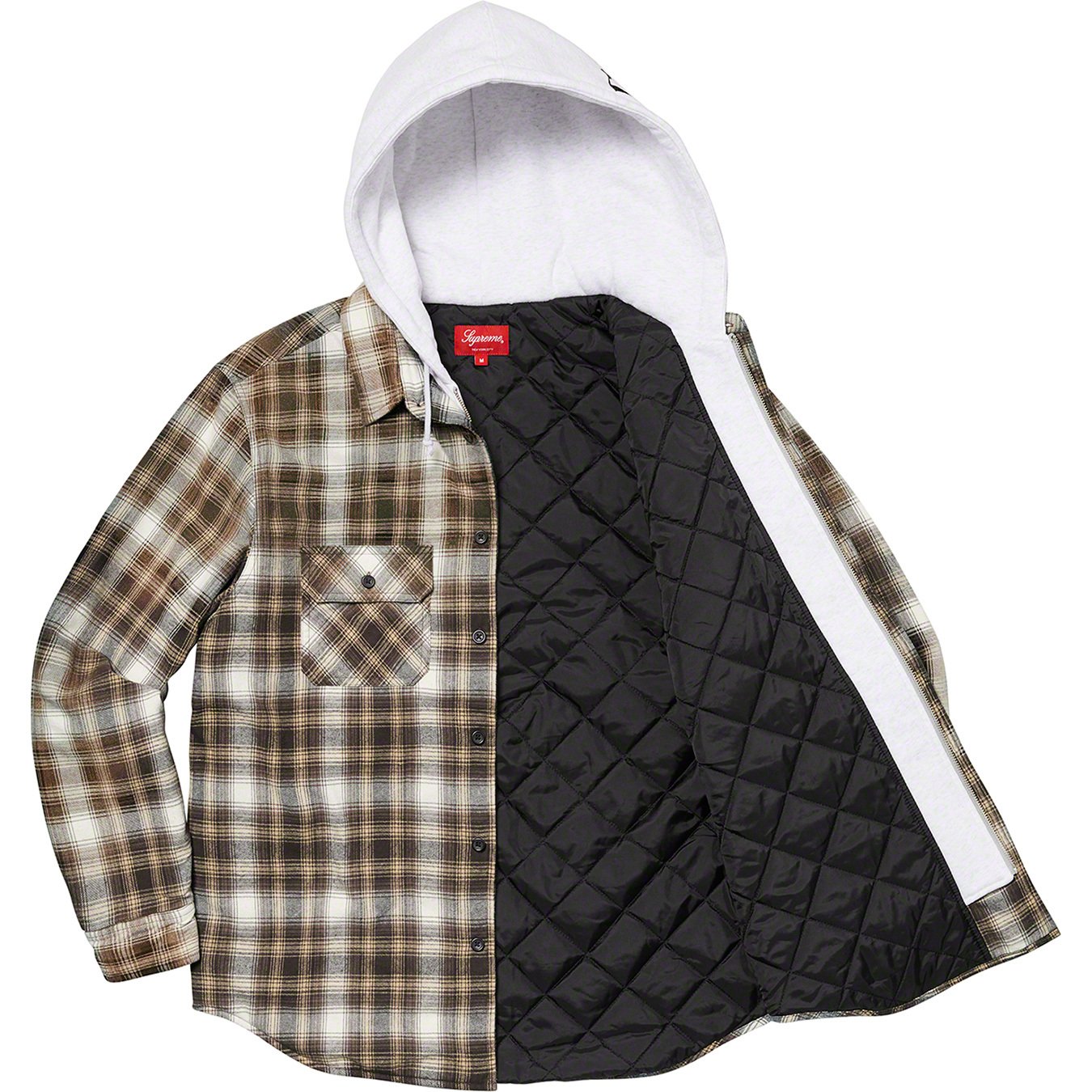 supreme Hooded Flannel Zip Up Shirt