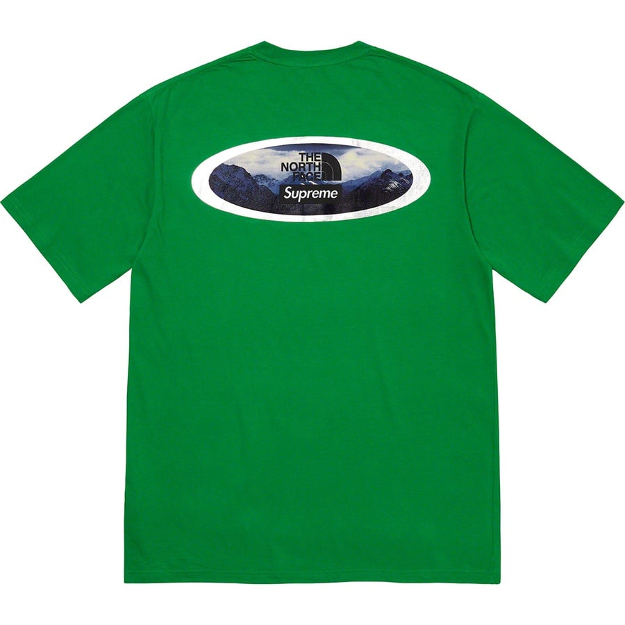 Details on Supreme The North Face Mountains Tee Green from fall winter
                                                    2021 (Price is $58)