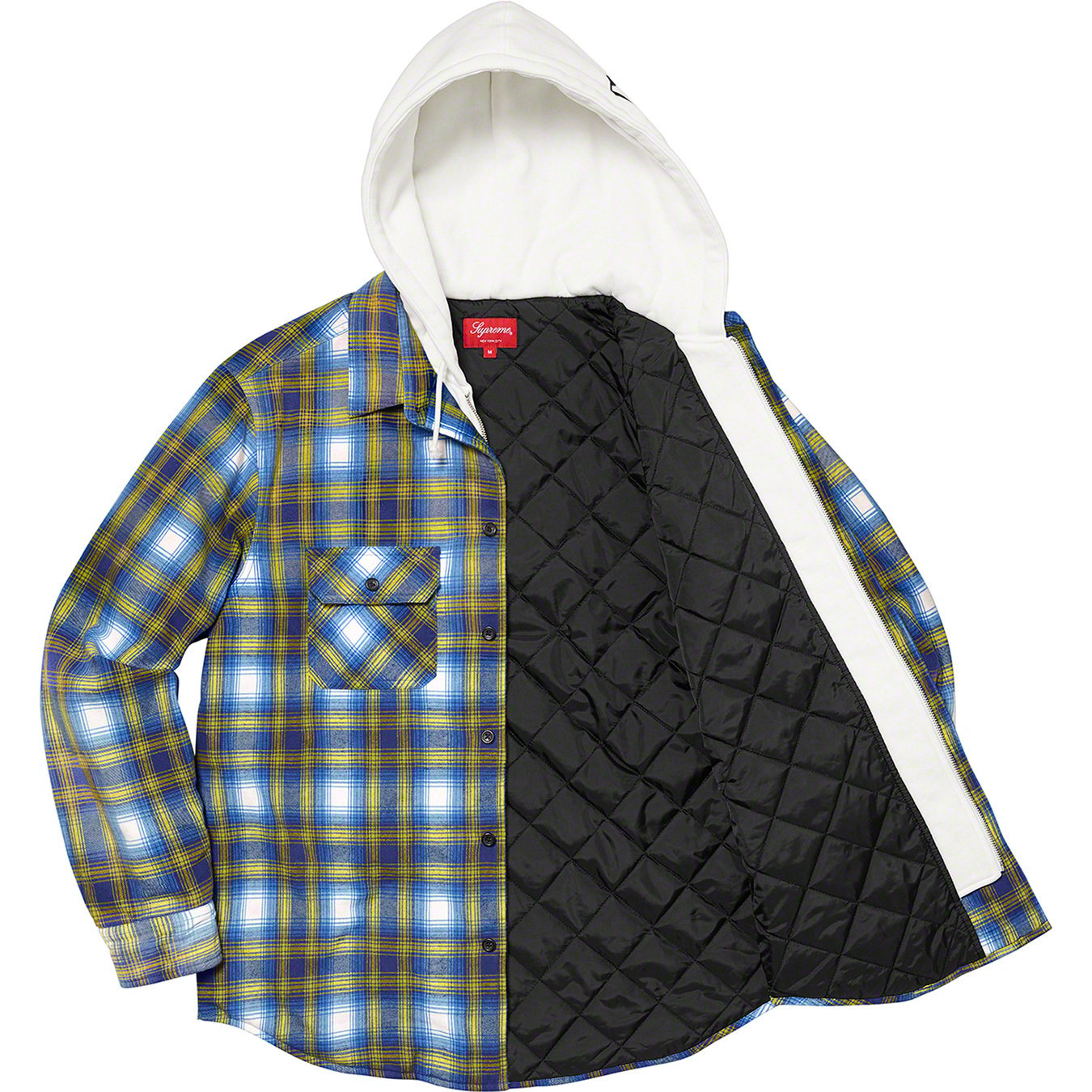 Supreme Hooded Flannel Zip Up Shirt M-