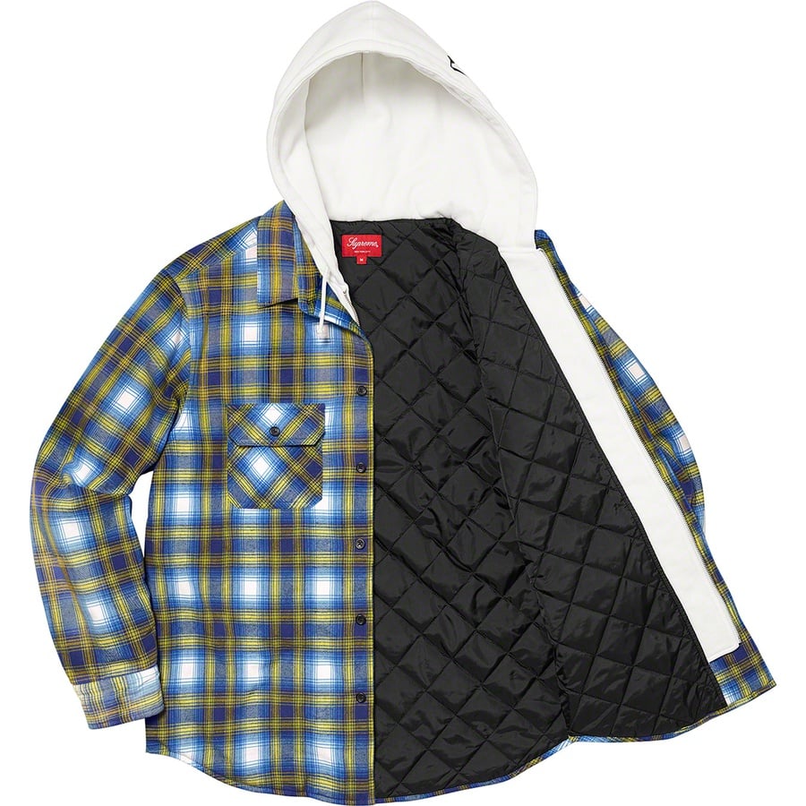 Supreme Hooded Flannel Zip Up Shirt (FW21) - Blue - $148