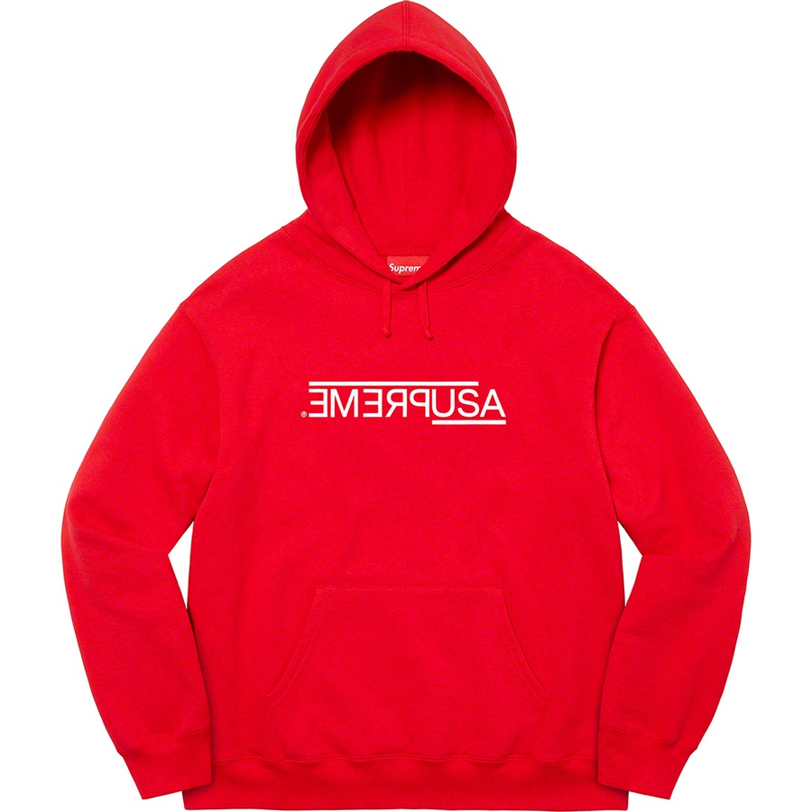 Details on USA Hooded Sweatshirt Red from fall winter
                                                    2021 (Price is $158)