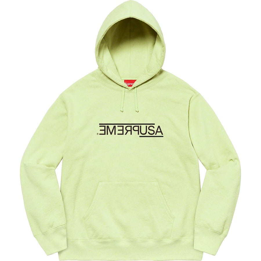 Details on USA Hooded Sweatshirt Light Sage from fall winter 2021 (Price is $158)