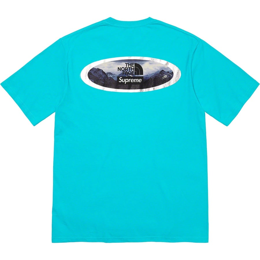 Details on Supreme The North Face Mountains Tee Teal from fall winter
                                                    2021 (Price is $58)