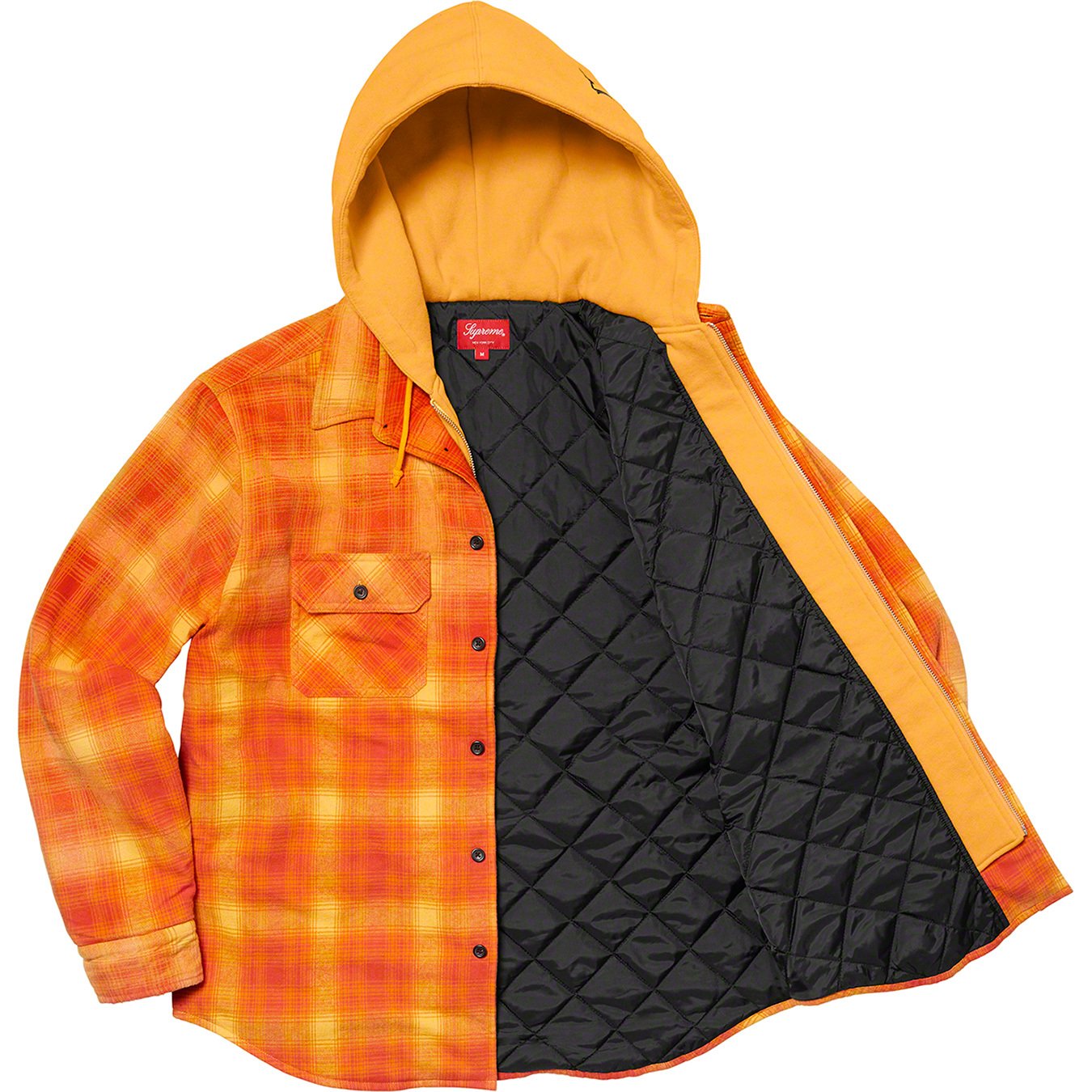 supreme Hooded Flannel Zip Up Shirt