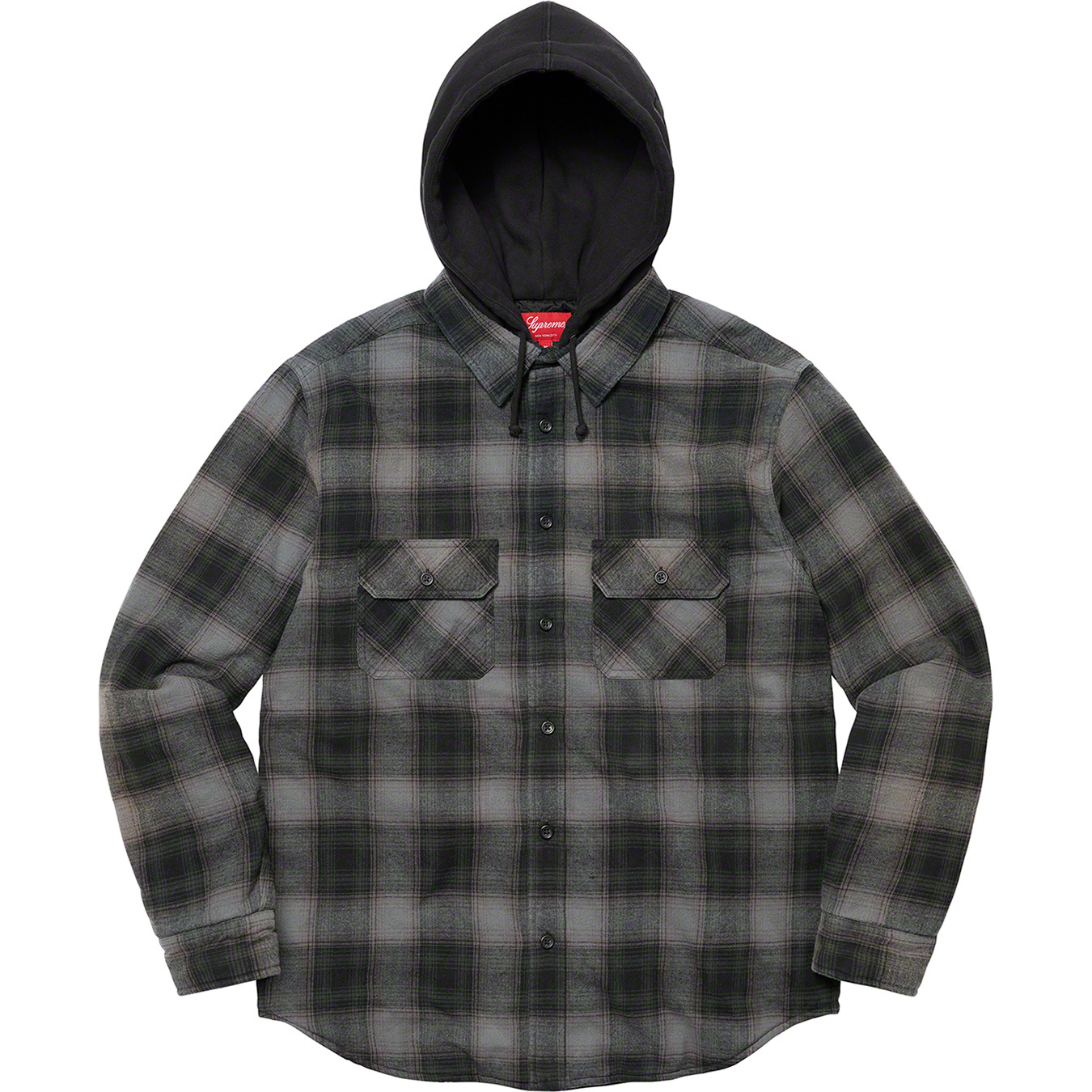 supreme Hooded Flannel Zip Up Shirt 茶色