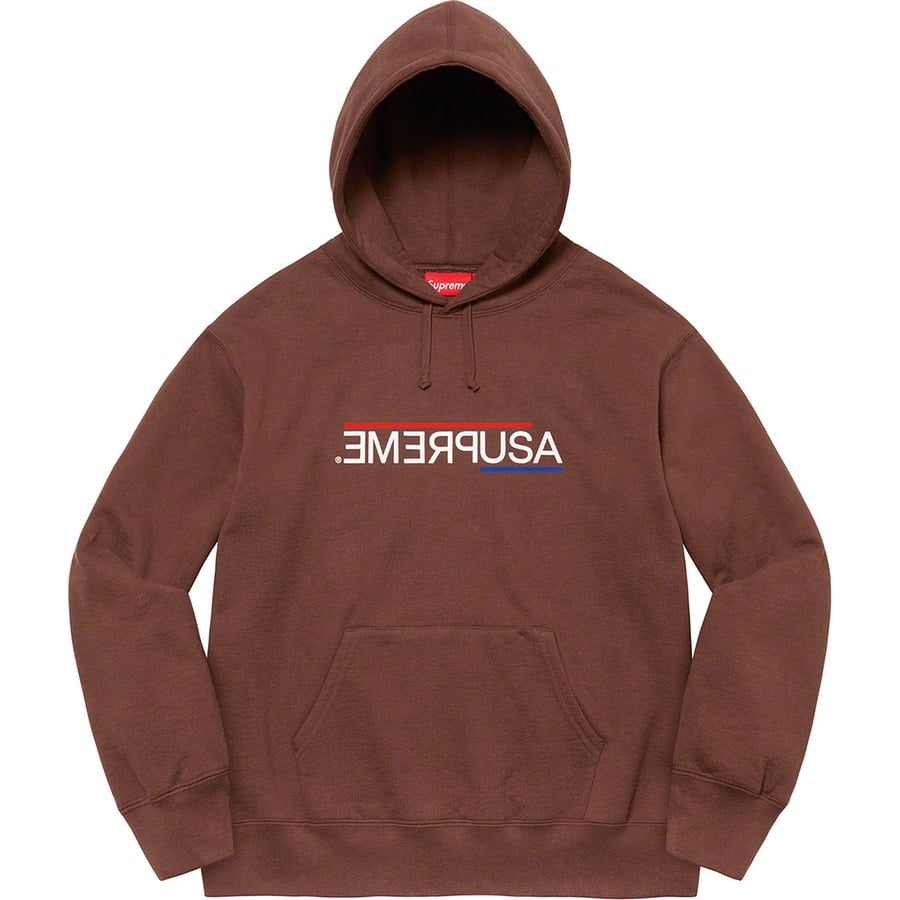 Details on USA Hooded Sweatshirt Dark Brown from fall winter
                                                    2021 (Price is $158)