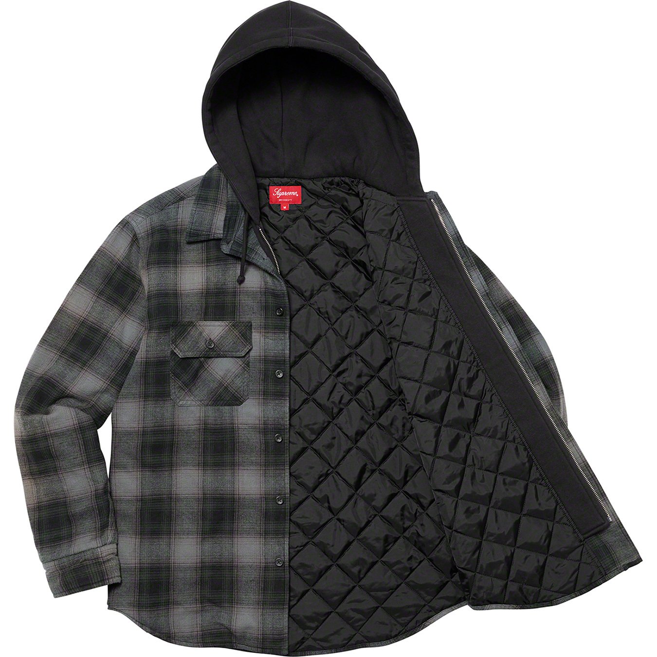 Supreme Quilted Plaid Flannel Shirt 黒 L