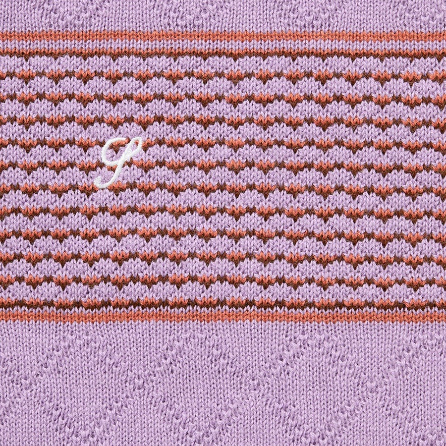 Details on Knit Stripe L S Polo Dusty Light Purple from fall winter 2021 (Price is $128)