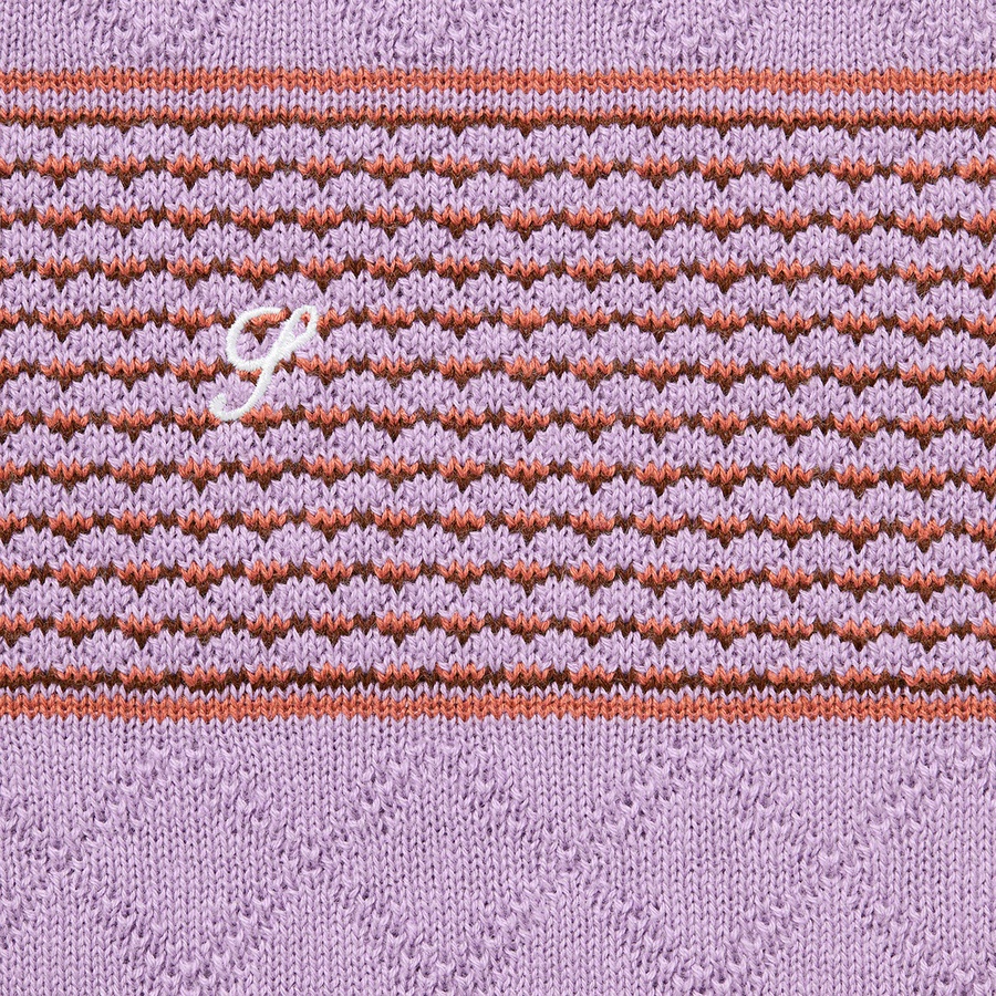 Details on Knit Stripe L S Polo Dusty Light Purple from fall winter
                                                    2021 (Price is $128)