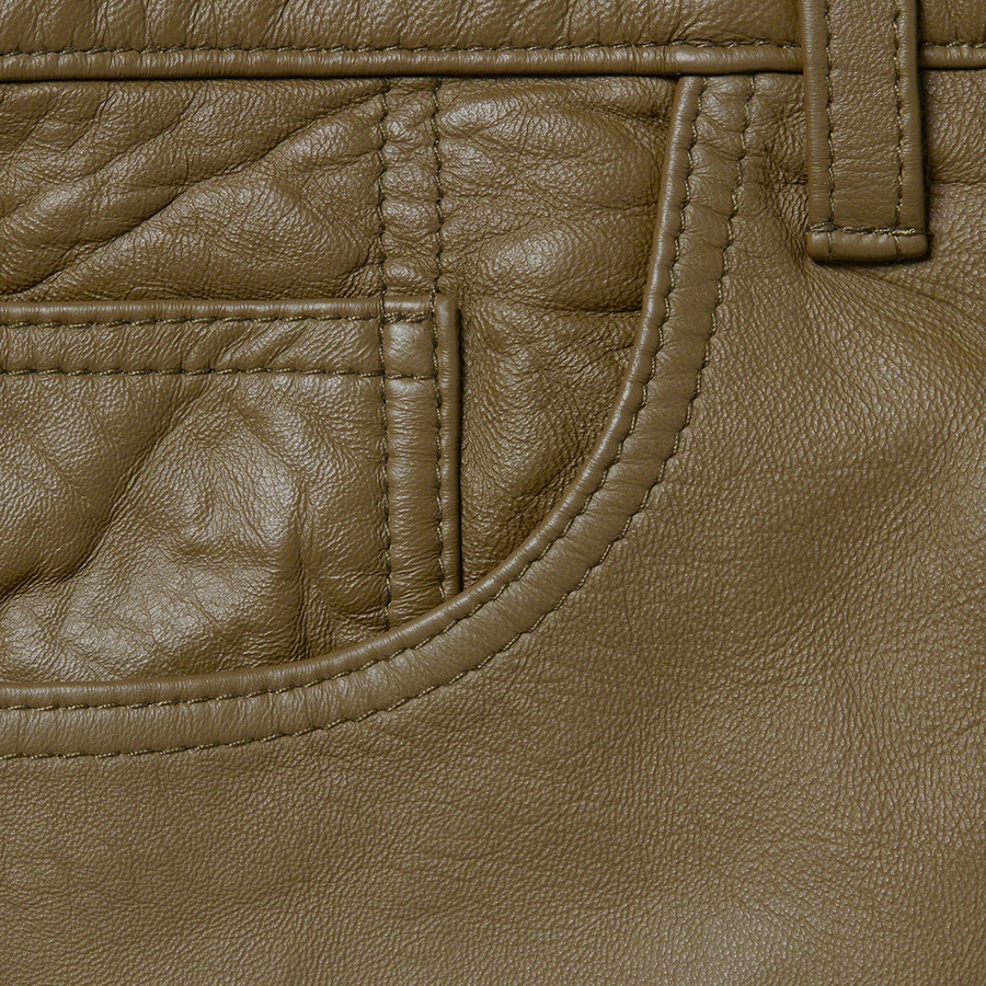 Details on Leather 5-Pocket Jean Olive from fall winter
                                                    2021 (Price is $398)