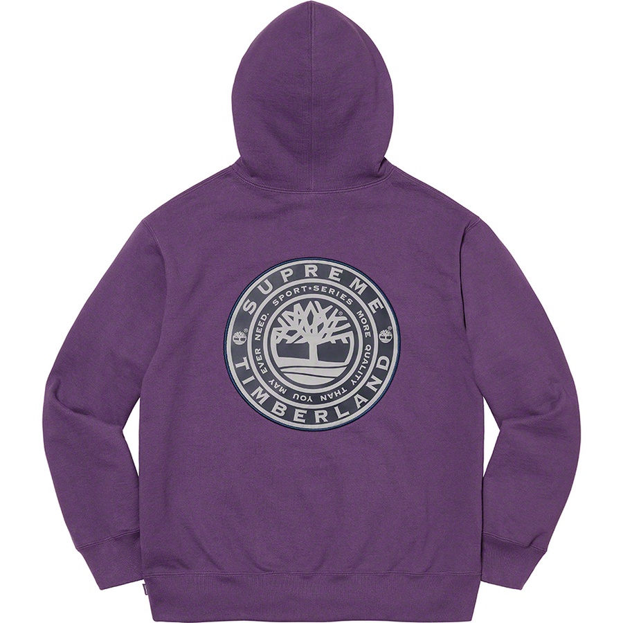 Details on Supreme Timberland Hooded Sweatshirt Dusty Purple from fall winter
                                                    2021 (Price is $168)