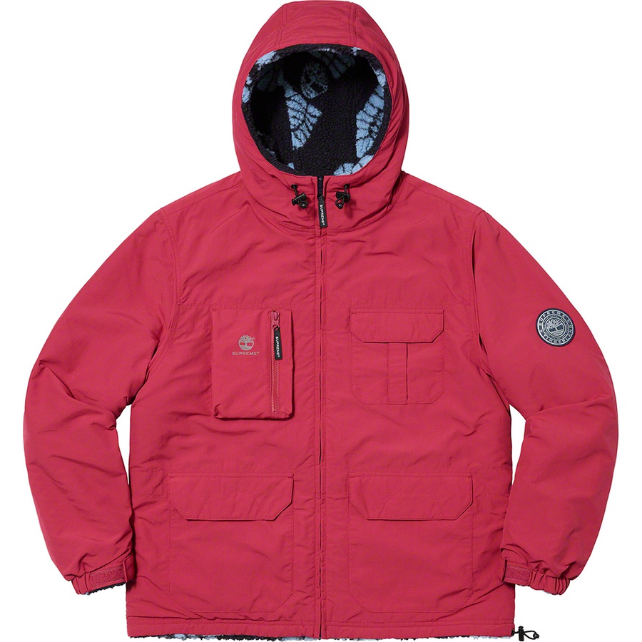 Details on Supreme Timberland Reversible Ripstop Jacket Burgundy from fall winter
                                                    2021 (Price is $248)