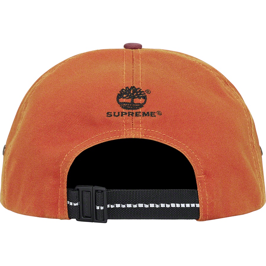 Details on Supreme Timberland 6-Panel Burnt Orange from fall winter
                                                    2021 (Price is $48)