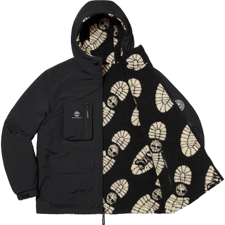 Details on Supreme Timberland Reversible Ripstop Jacket Black from fall winter 2021 (Price is $248)