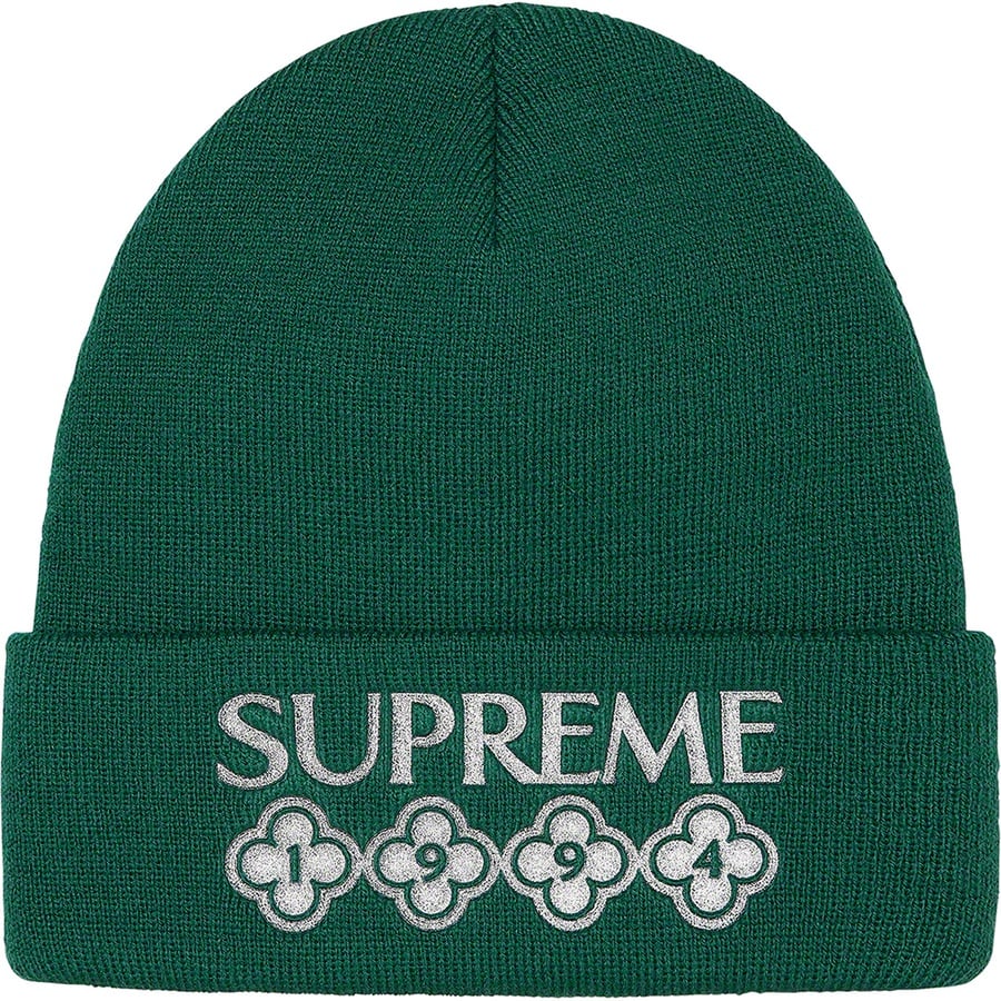 Details on Glitter Beanie Dark Green from fall winter 2021 (Price is $38)