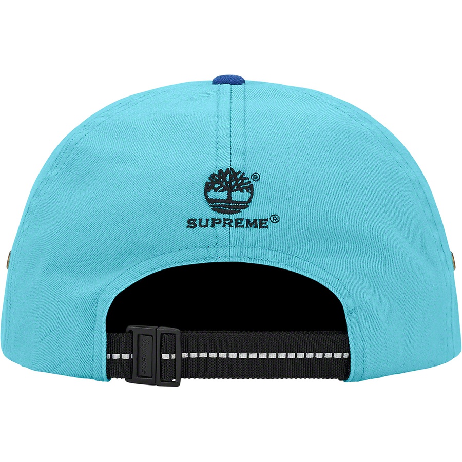 Details on Supreme Timberland 6-Panel Bright Blue from fall winter
                                                    2021 (Price is $48)