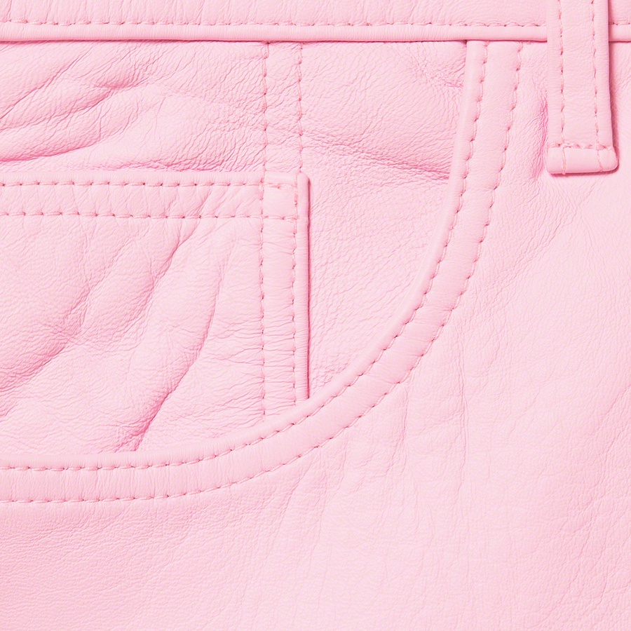 Details on Leather 5-Pocket Jean Pink from fall winter
                                                    2021 (Price is $398)