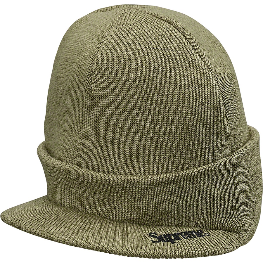 Details on Supreme Timberland Radar Beanie Olive from fall winter 2021 (Price is $38)