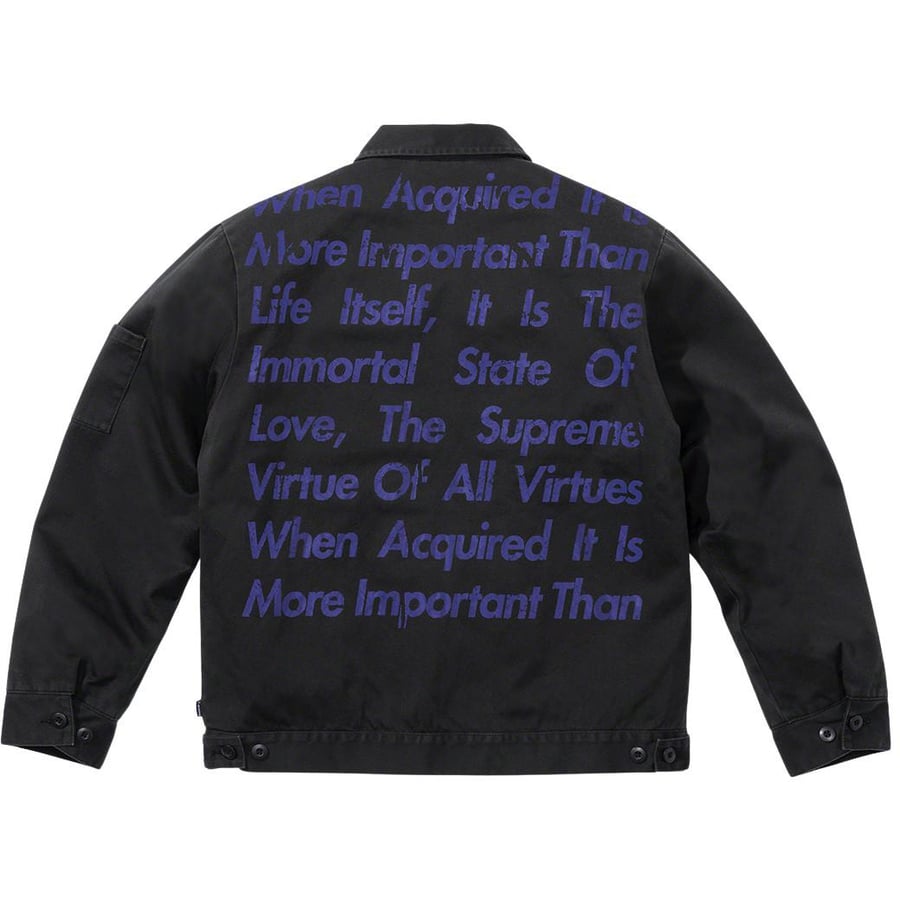 Details on Supreme JUNYA WATANABE COMME des GARÇONS MAN Printed Work Jacket  from fall winter
                                                    2021 (Price is $288)