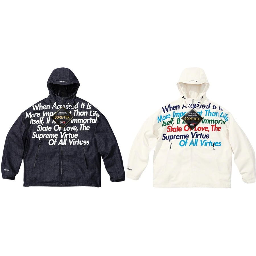 Details on Supreme JUNYA WATANABE COMME des GARÇONS MAN GORE-TEX Denim Parka from fall winter
                                            2021 (Price is $468)