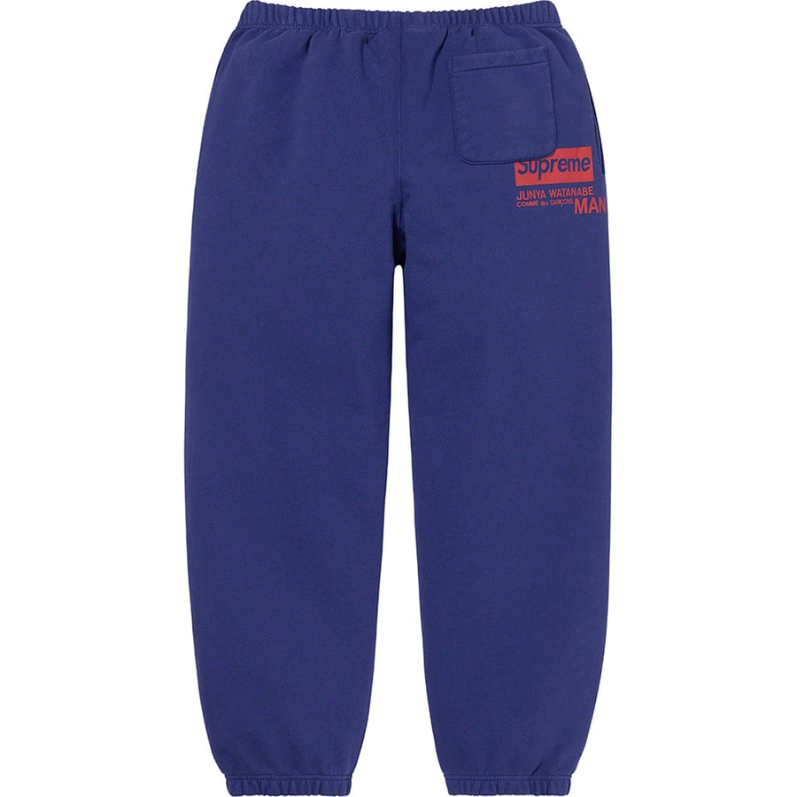 Details on Supreme JUNYA WATANABE COMME des GARÇONS MAN Sweatpant Royal from fall winter
                                                    2021 (Price is $168)