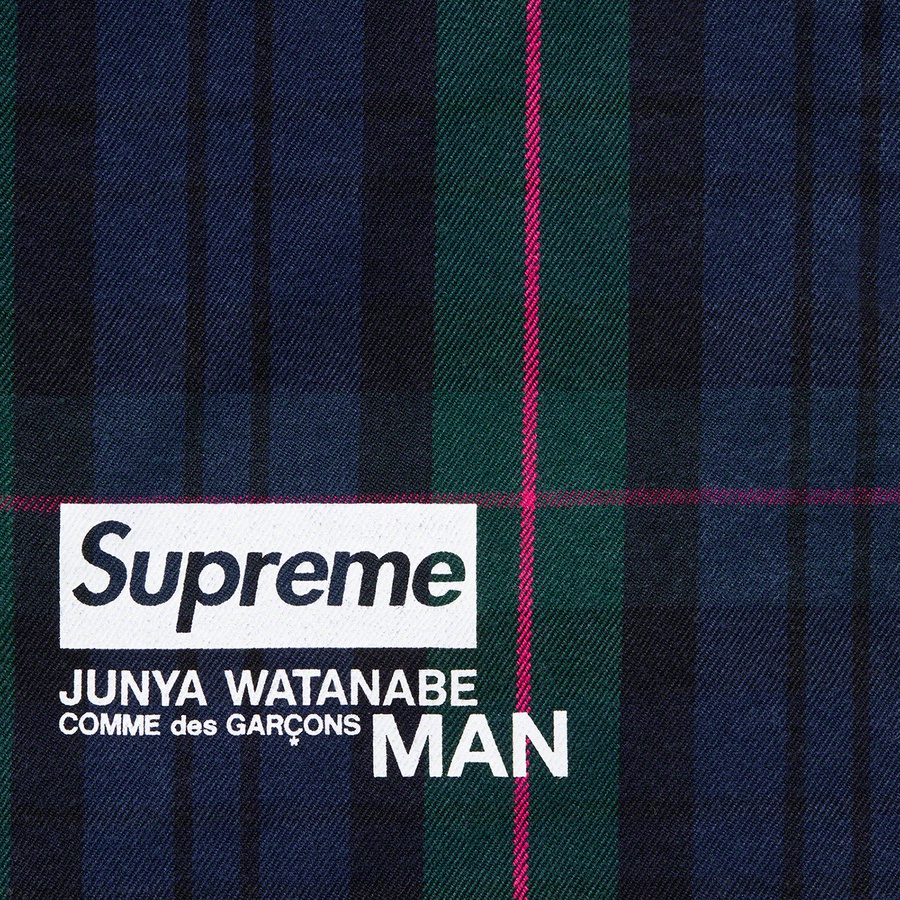 Details on Supreme JUNYA WATANABE COMME des GARÇONS MAN Printed Work Jacket Navy Plaid from fall winter 2021 (Price is $288)