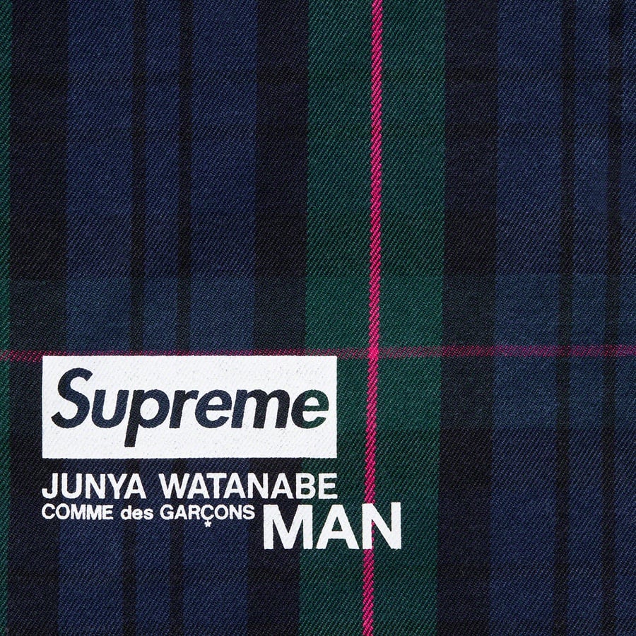 Details on Supreme JUNYA WATANABE COMME des GARÇONS MAN Printed Work Jacket Navy Plaid from fall winter
                                                    2021 (Price is $288)