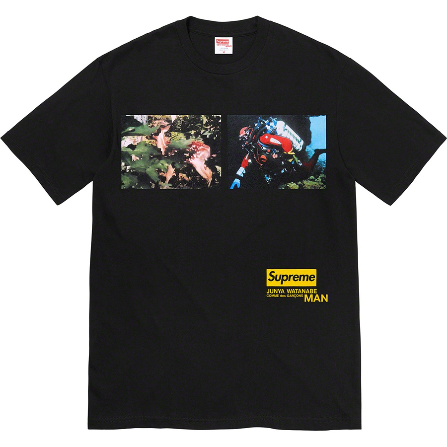 Details on Supreme JUNYA WATANABE COMME des GARÇONS MAN Nature Tee Black from fall winter 2021 (Price is $54)