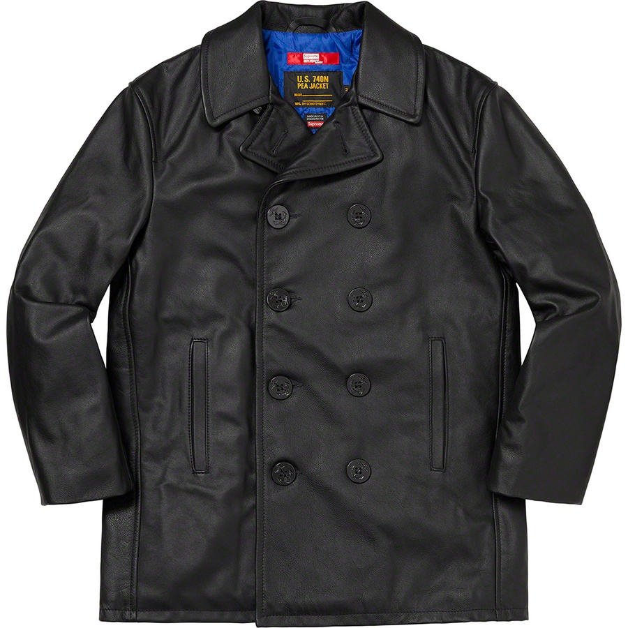 Details on Supreme JUNYA WATANABECOMME des GARÇONS MAN SchottLeather Peacoat Black from fall winter
                                                    2021 (Price is $868)