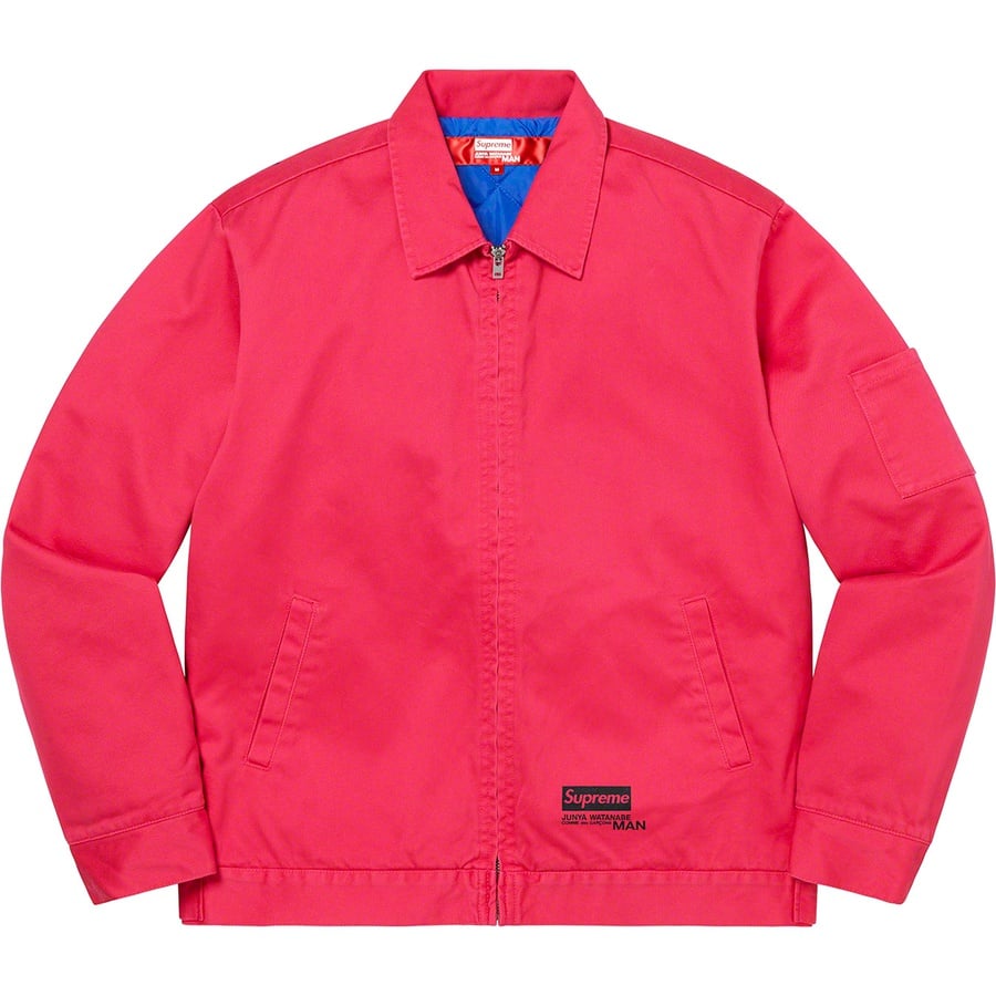 Details on Supreme JUNYA WATANABE COMME des GARÇONS MAN Printed Work Jacket Bright Pink from fall winter
                                                    2021 (Price is $288)