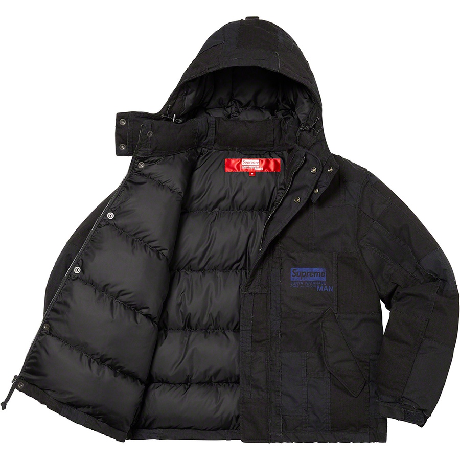 Details on Supreme JUNYA WATANABE COMME des GARÇONS MAN Patchwork Puffy Jacket Black from fall winter 2021 (Price is $648)