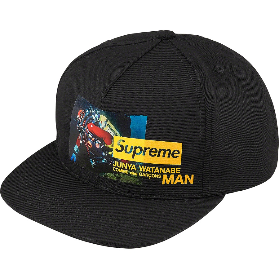 Details on Supreme JUNYA WATANABE COMME des GARÇONS MAN Nature 5-Panel Hat Black from fall winter 2021 (Price is $48)
