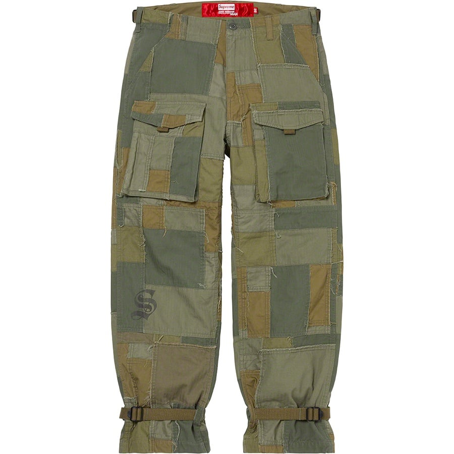 Details on Supreme JUNYA WATANABE COMME des GARÇONS MAN Patchwork Cargo Pant Olive from fall winter 2021 (Price is $398)