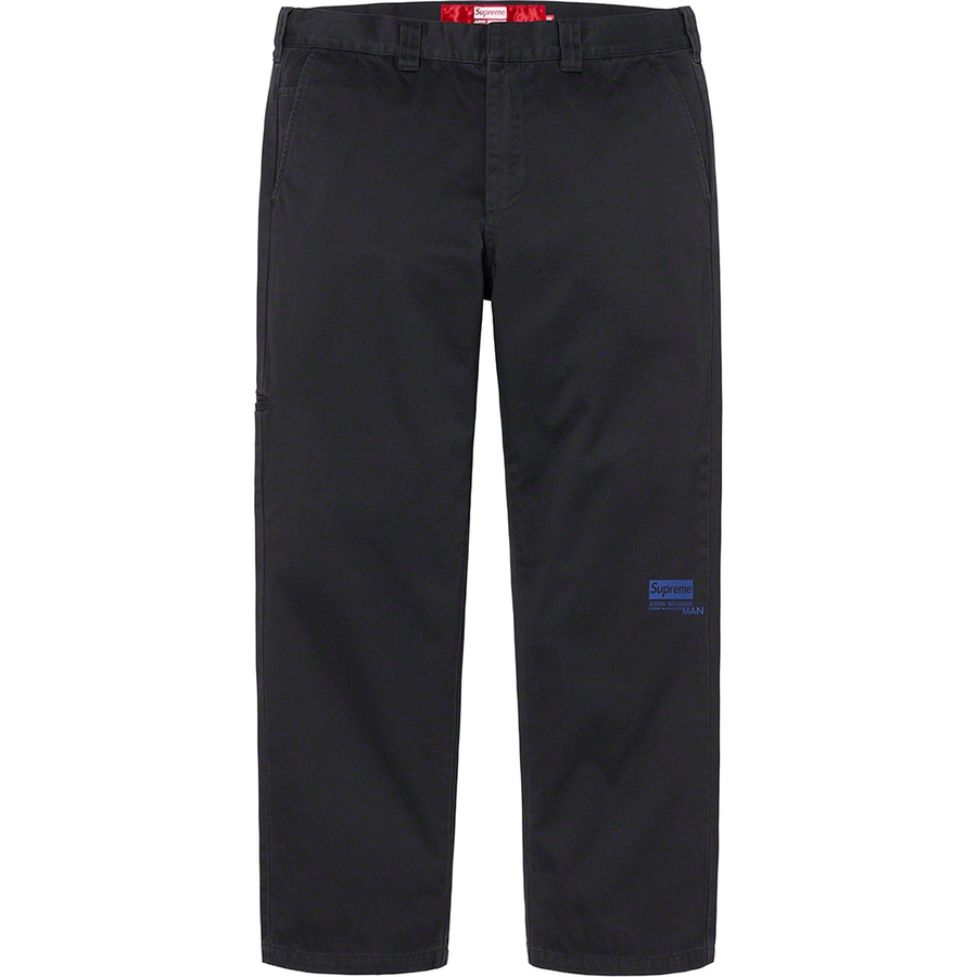 Details on Supreme JUNYA WATANABE COMME des GARÇONS MAN Printed Work Pant Black from fall winter
                                                    2021 (Price is $188)