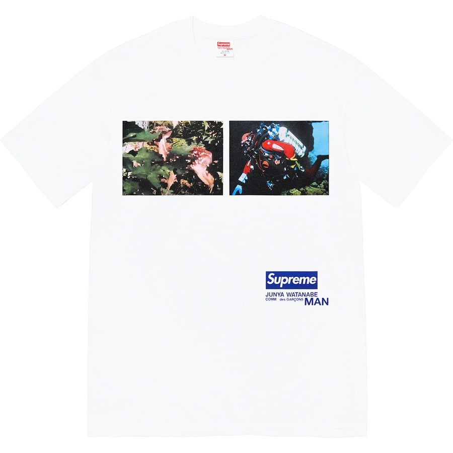 Details on Supreme JUNYA WATANABE COMME des GARÇONS MAN Nature Tee White from fall winter 2021 (Price is $54)