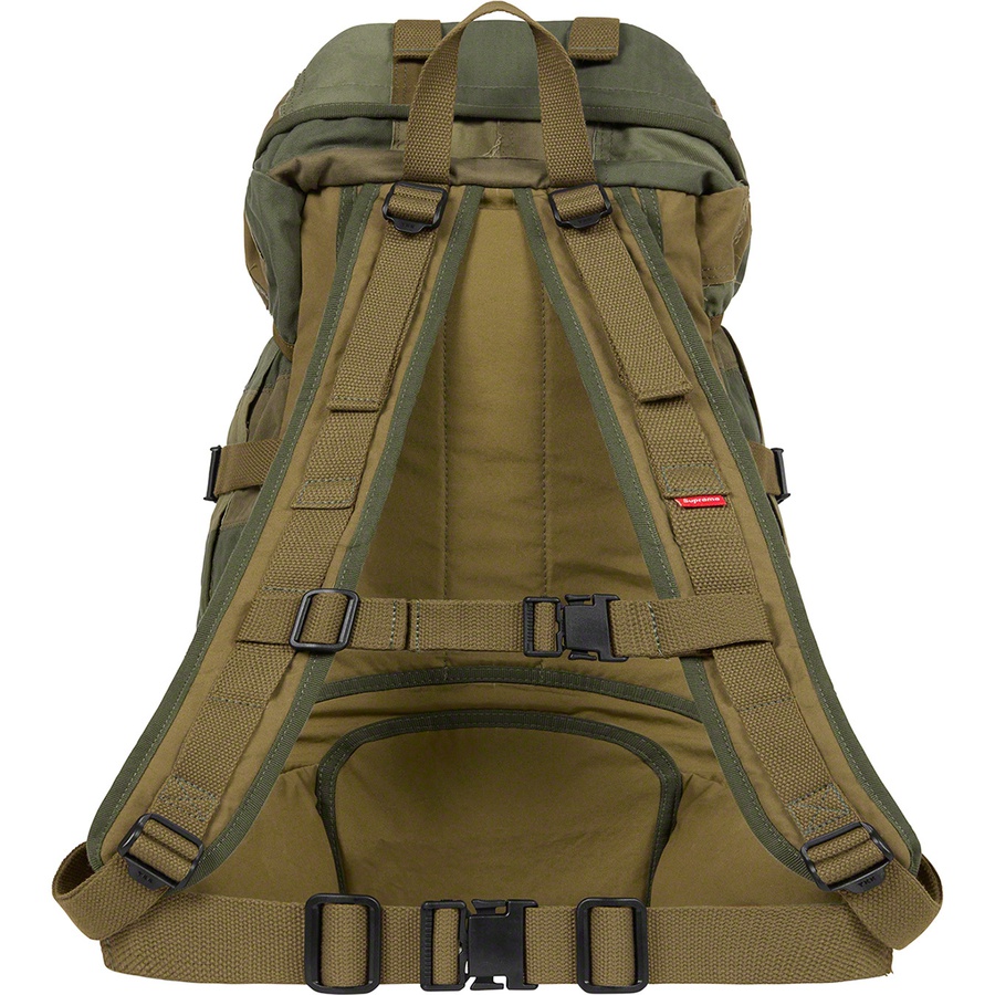 Details on Supreme JUNYA WATANABE COMME des GARÇONS MAN Patchwork Backpack Olive from fall winter 2021 (Price is $198)