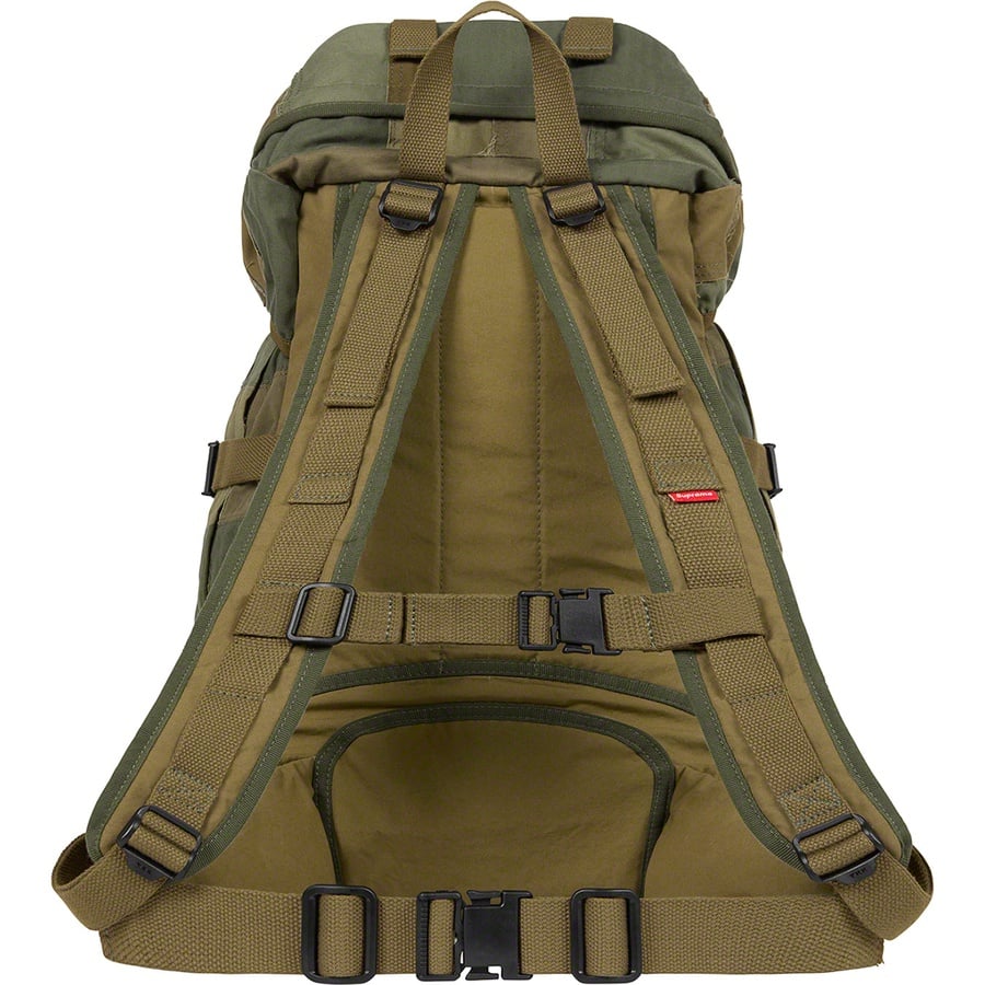 Details on Supreme JUNYA WATANABE COMME des GARÇONS MAN Patchwork Backpack Olive from fall winter
                                                    2021 (Price is $198)